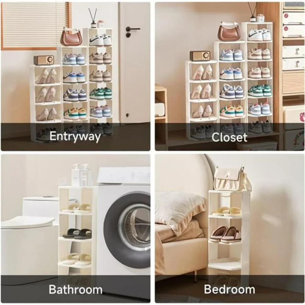 5 Tier Vertical Shoe Rack Narrow Free Standing Organizer for Closet Entryway